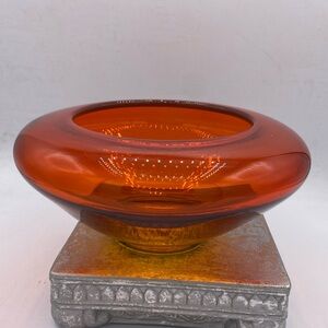 Vintage Viking Glass  Amberina Ivy Ball Vase Mid-Century Modern Art Glass Vase